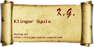 Klinger Gyula névjegykártya
